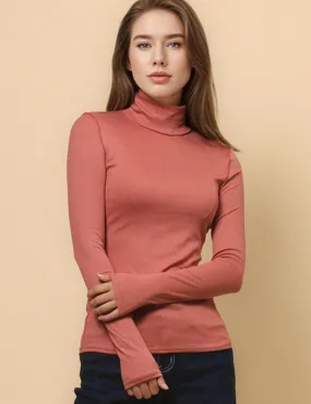 Ladies Turtleneck Soft Basic Blouse Everyday Pullover Tee SKT630