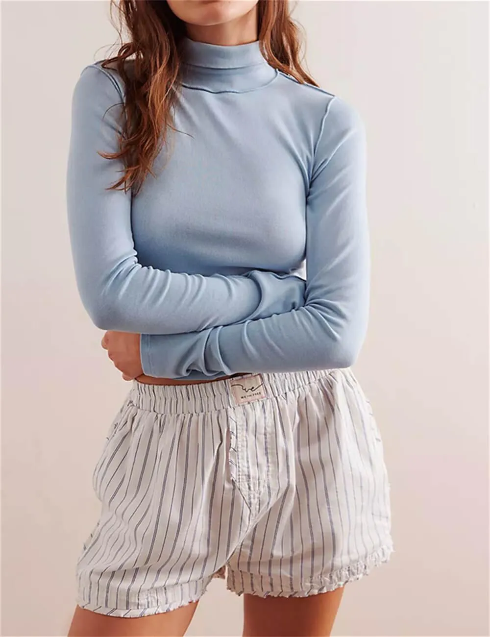 Ladies Turtleneck Soft Basic Everyday Tee SKT630