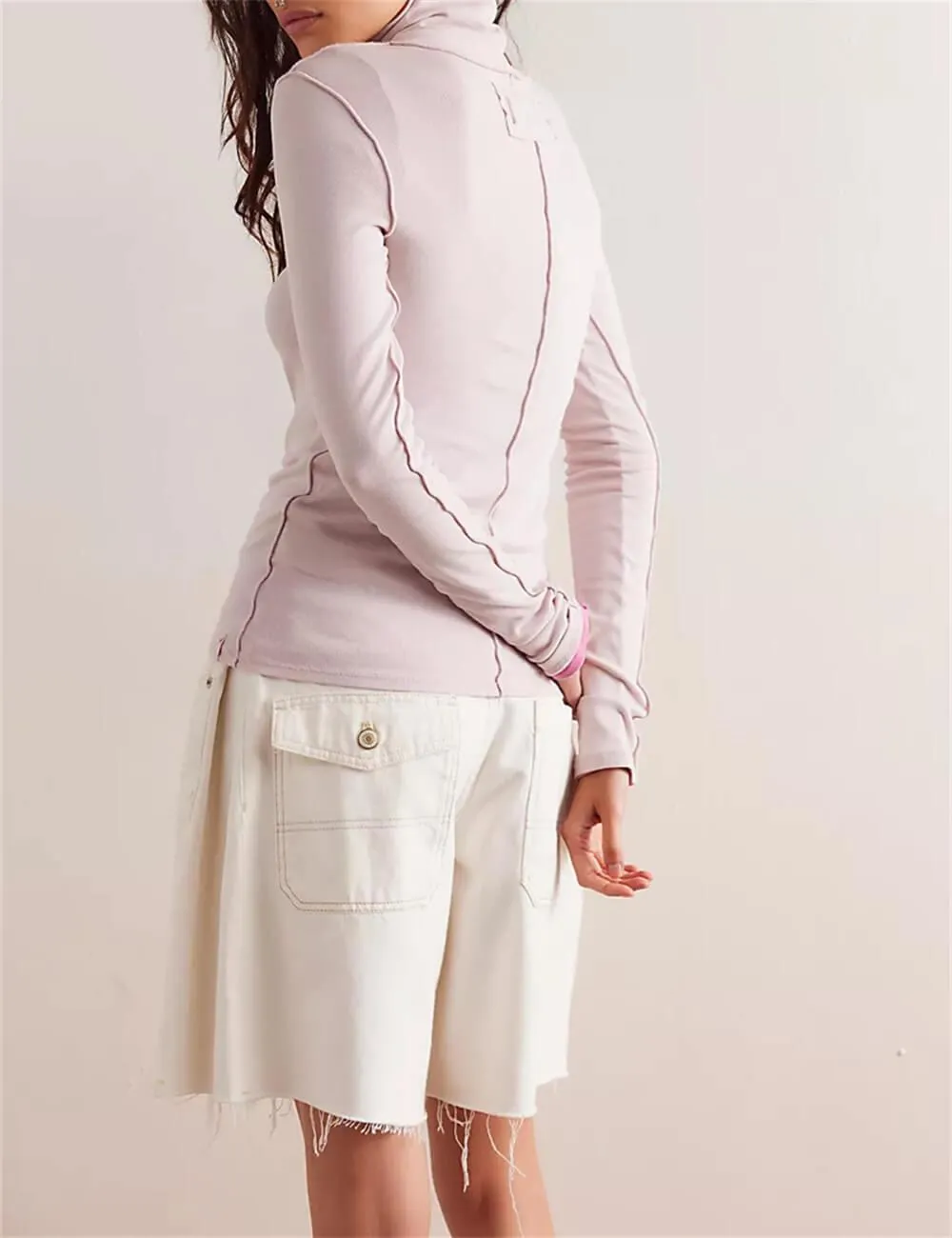 Ladies Turtleneck Soft Basic Everyday Tee SKT630