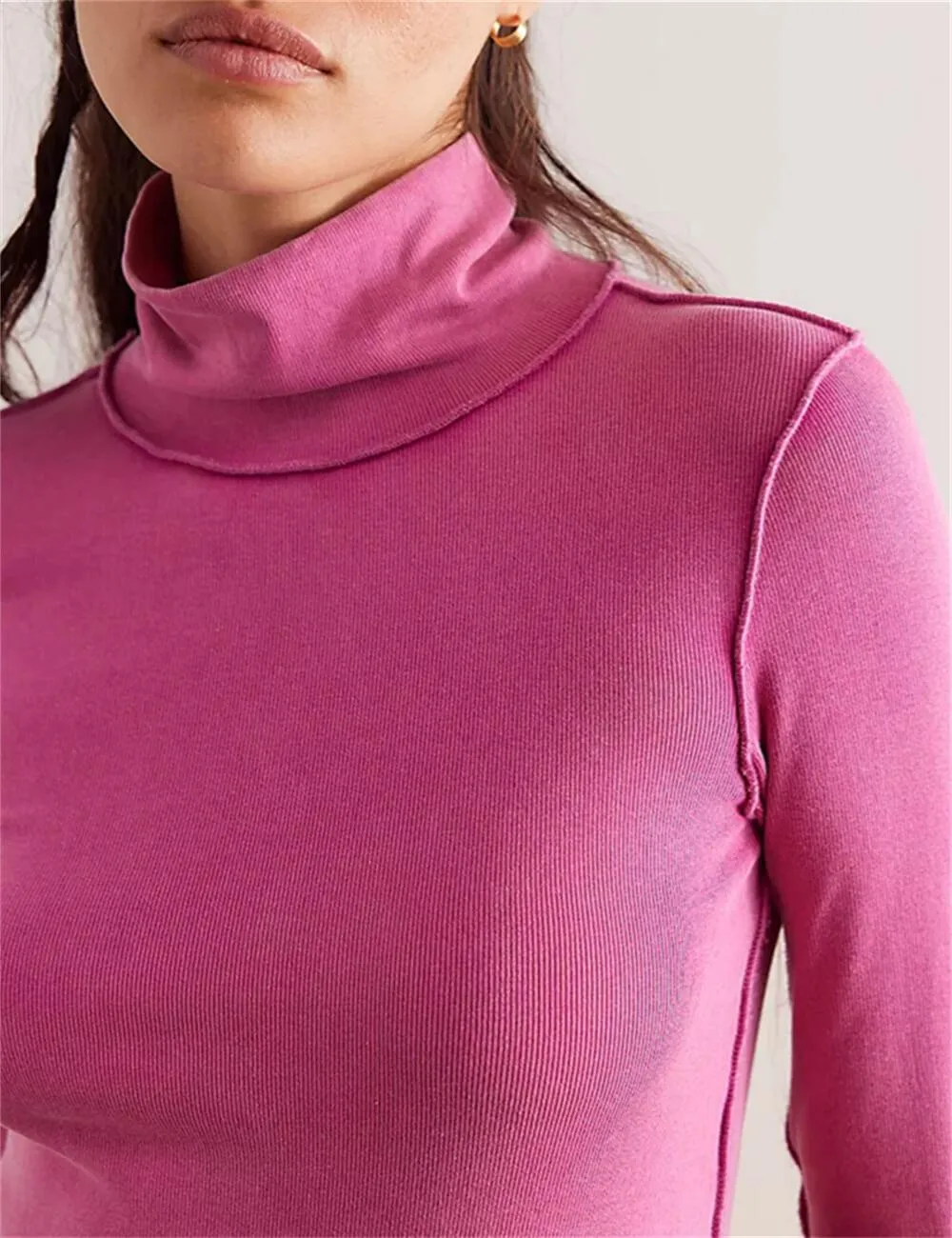 Ladies Turtleneck Soft Basic Everyday Tee SKT630