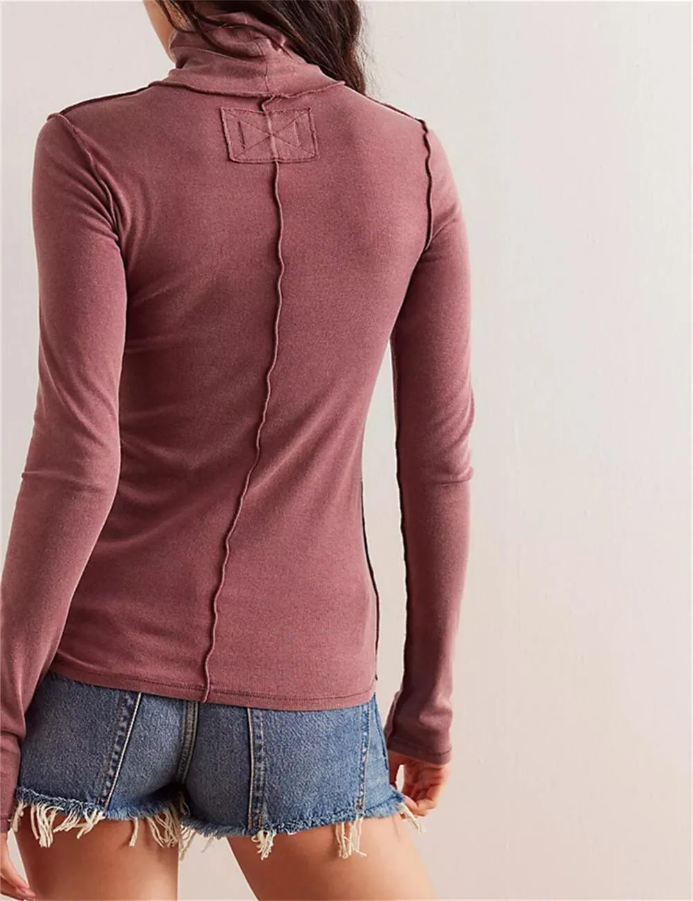 Ladies Turtleneck Soft Basic Everyday Tee SKT630