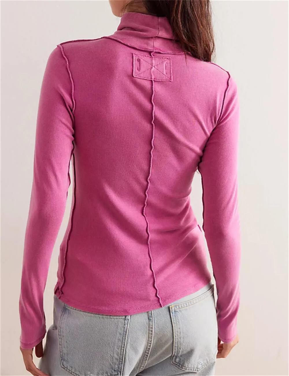 Ladies Turtleneck Soft Basic Everyday Tee SKT630