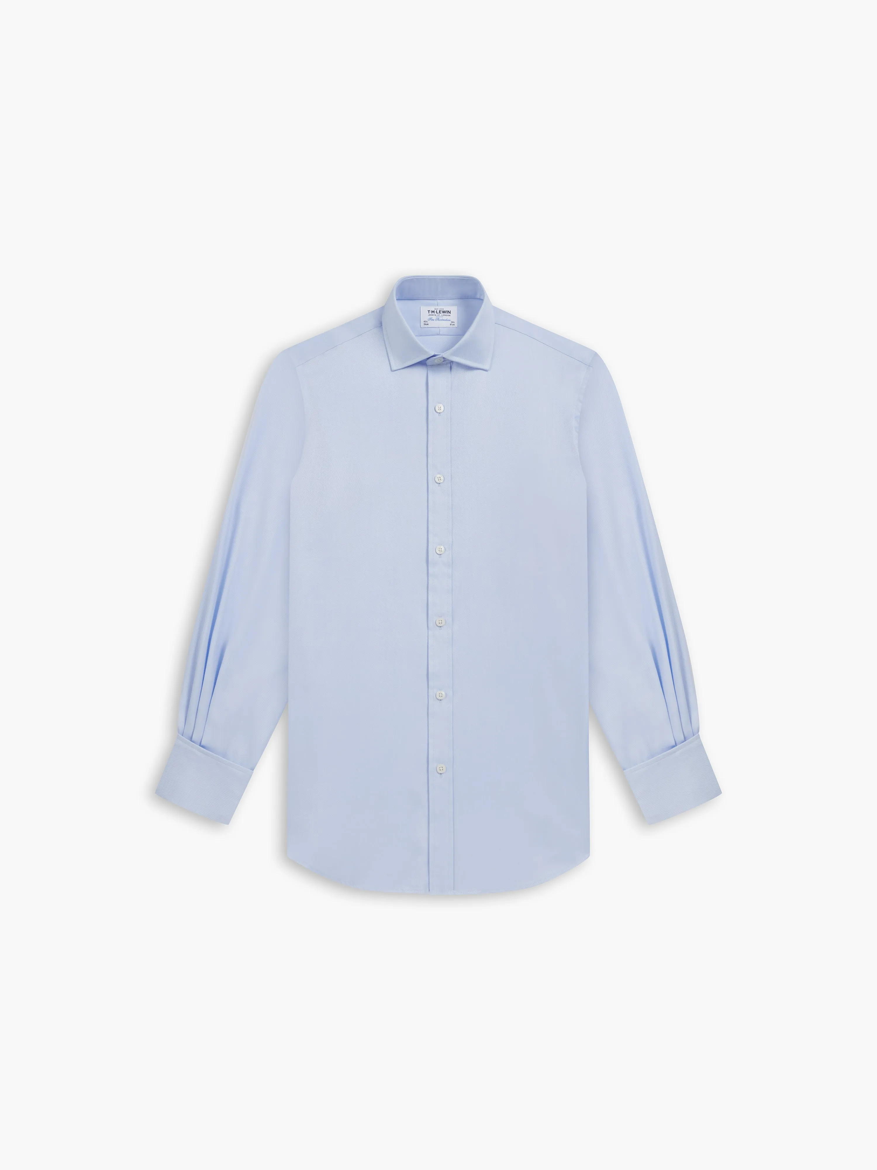 Light Blue Bold Twill Slim Fit Double Cuff Classic Collar Shirt