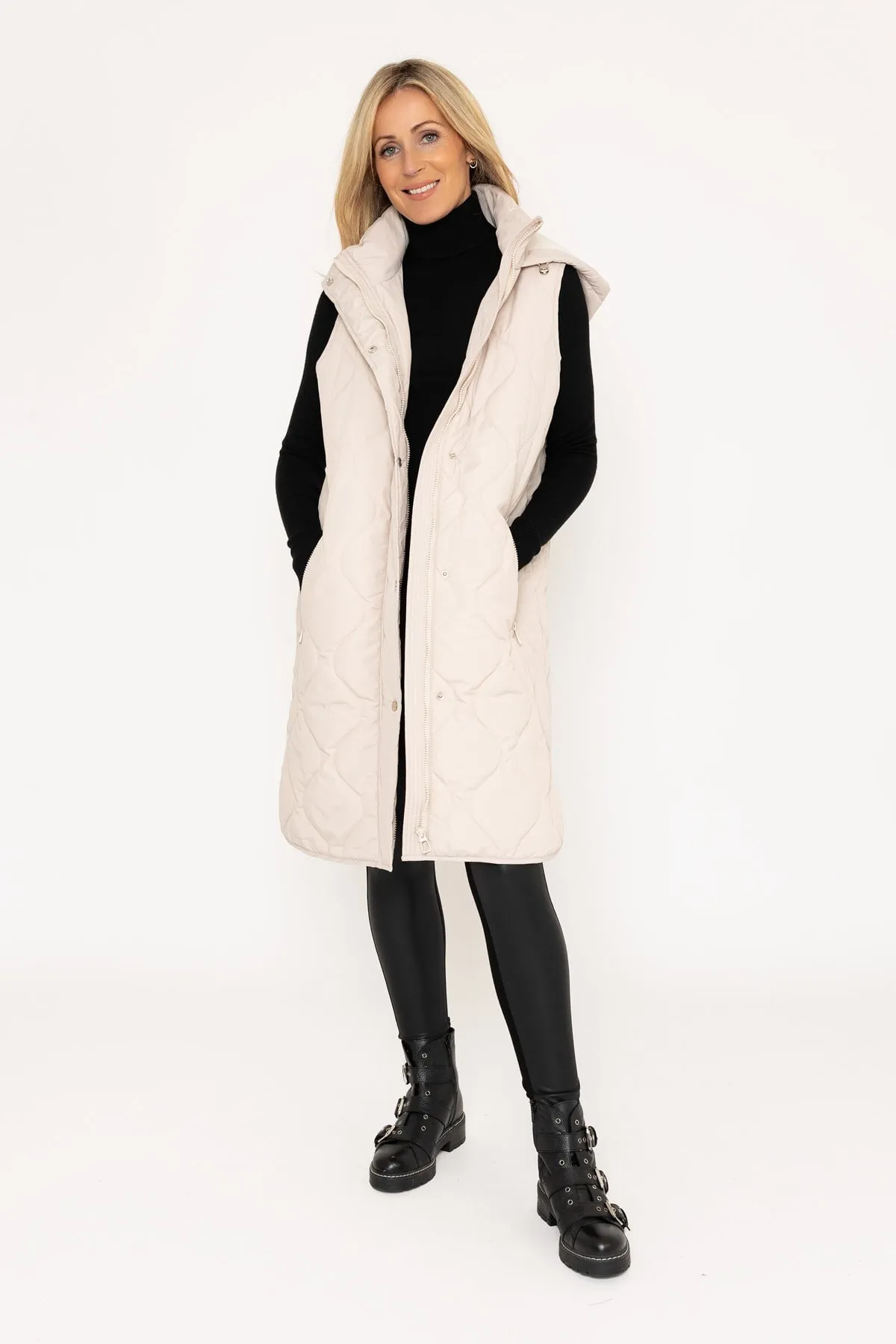 Long Line Gilet in Ecru