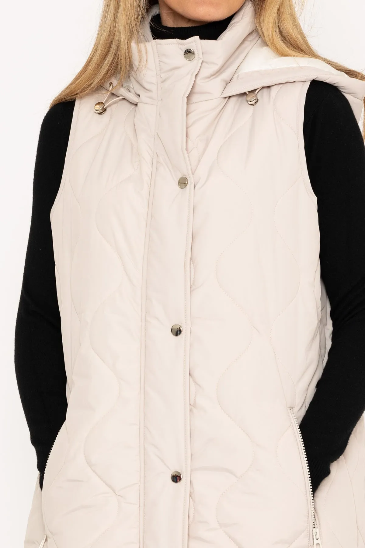 Long Line Gilet in Ecru