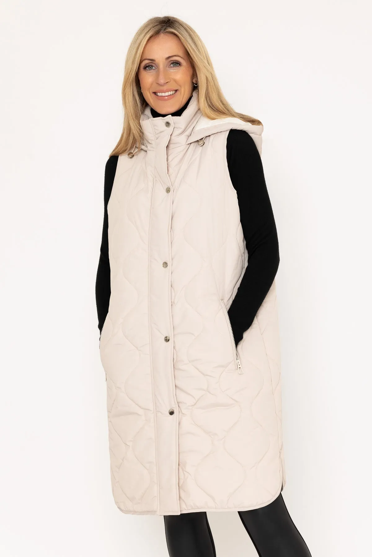 Long Line Gilet in Ecru