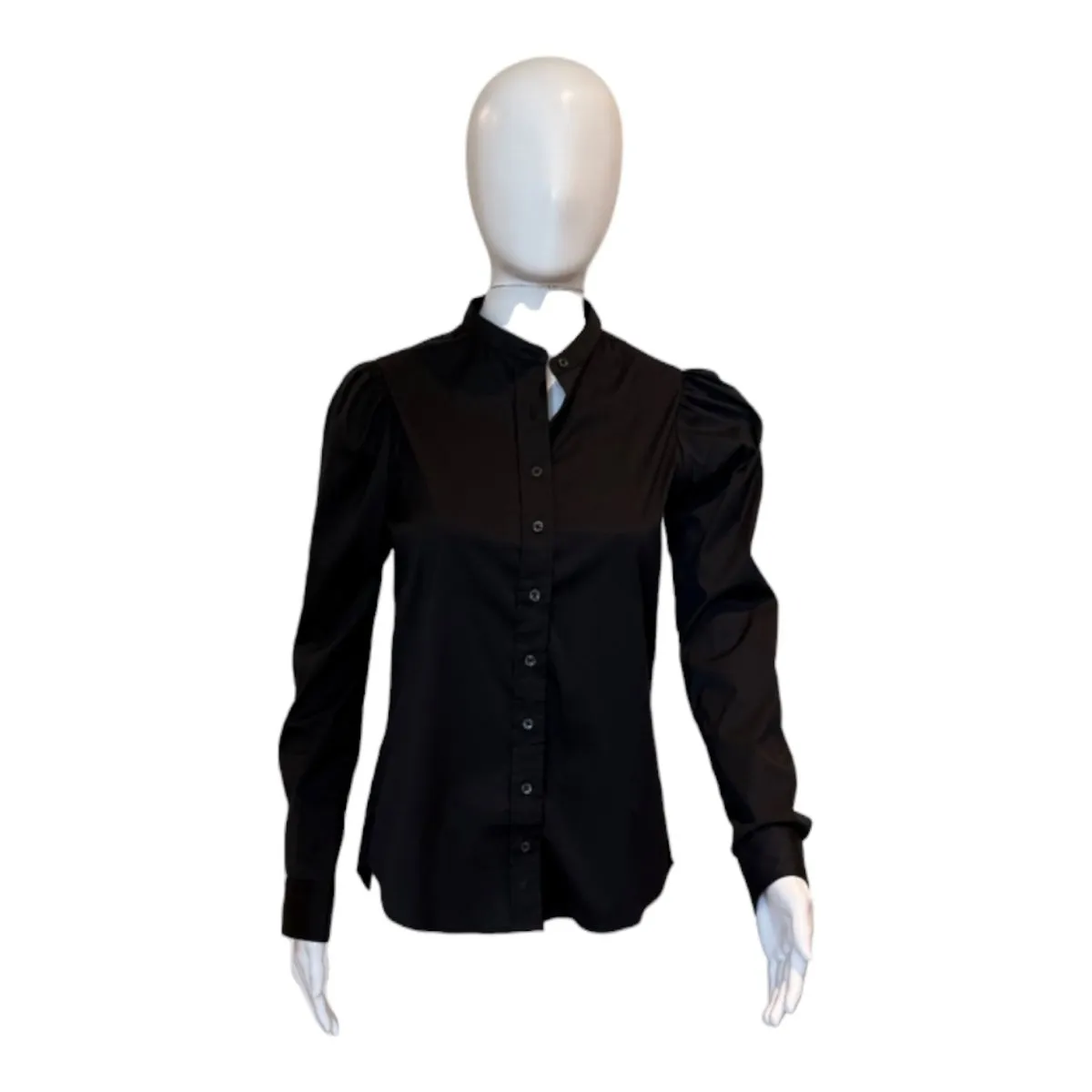 Long Sleeve Puff Shoulder Shirt | Black