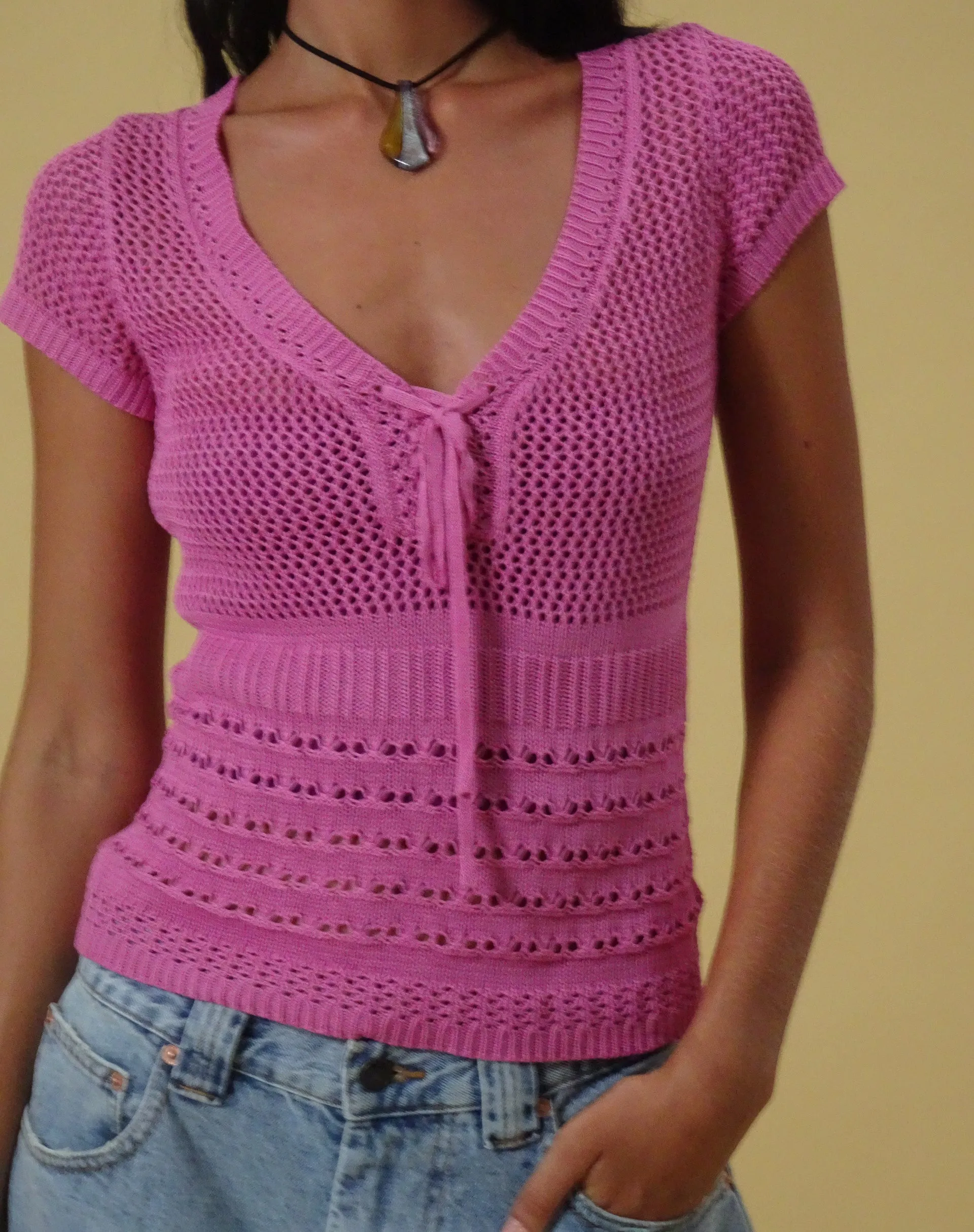 Maika Knitted Top in Raspberry