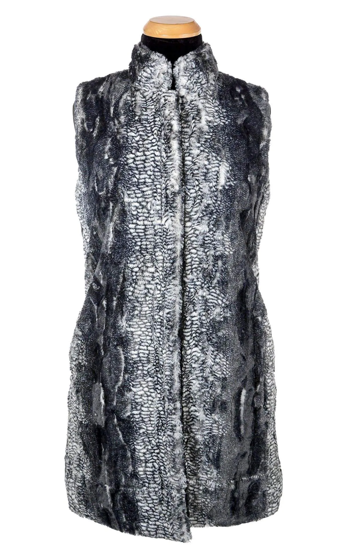 Mandarin Vest - Luxury Faux Fur in Black Mamba with Cuddly Fur in Black - Sold oUt!