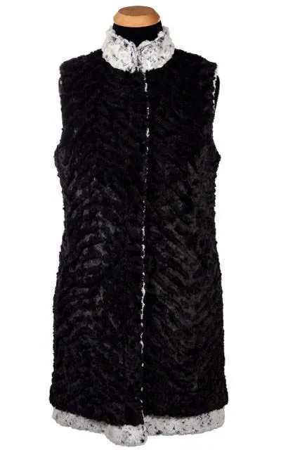 Mandarin Vest - Rosebud Faux Fur Brown or Black (One Medium / One Large in Black Left!)