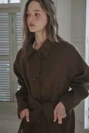 [MAUSOLEUM] FW 24 Gemma wool half coat-Brown