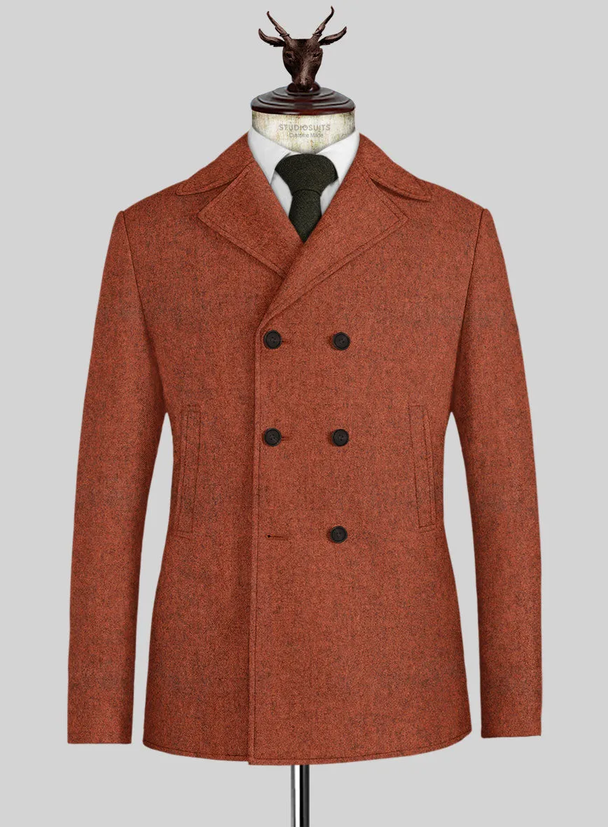 Melange Titan Rust Tweed Pea Coat