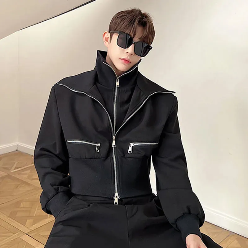 Men Jacket Designer Personalized Double-layer Lapel Zipper Casual Spring Male Coat Korean Fashion Solid 9A7018