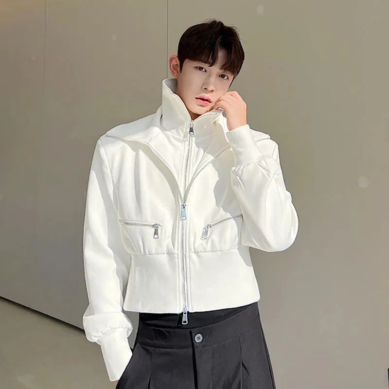 Men Jacket Designer Personalized Double-layer Lapel Zipper Casual Spring Male Coat Korean Fashion Solid 9A7018