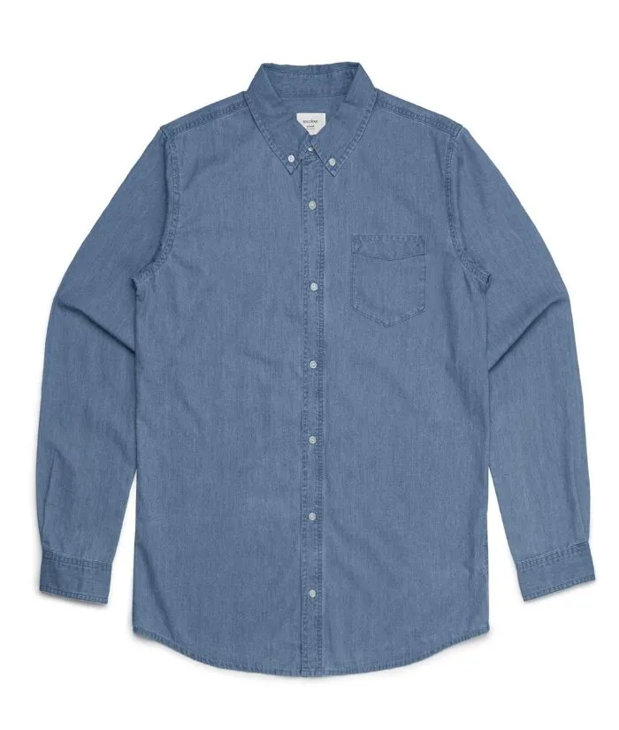 Mens Blue Denim Long Sleeve Shirt