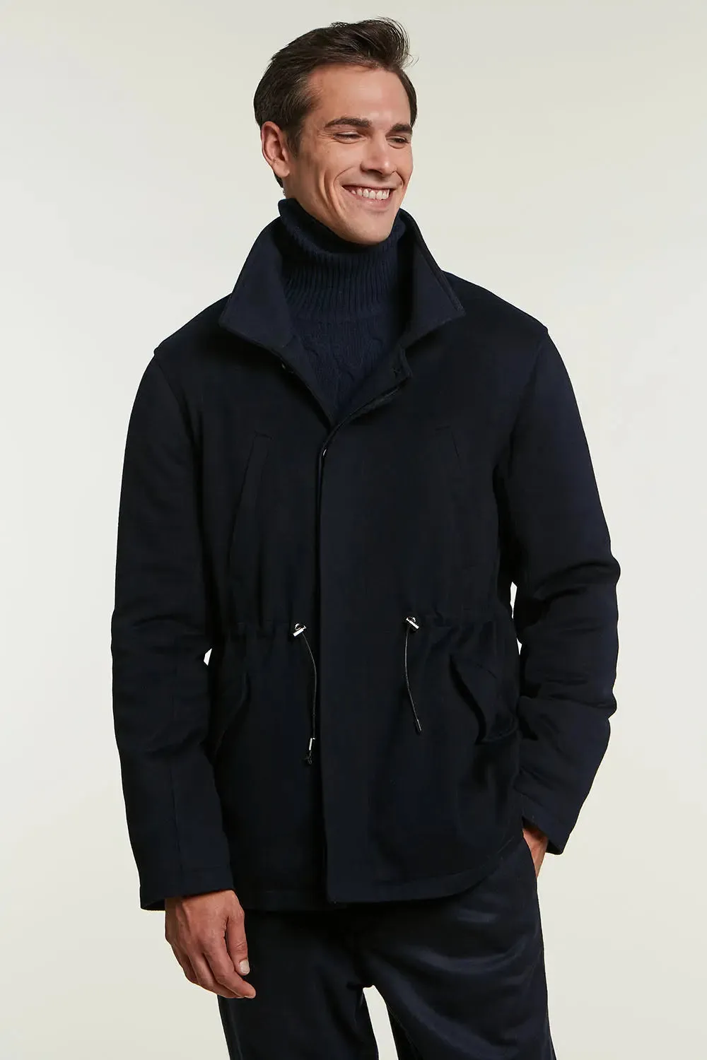 Mens coat with mink collar