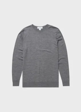 Men's Extra-Fine Merino Crew Neck in Grey Melange