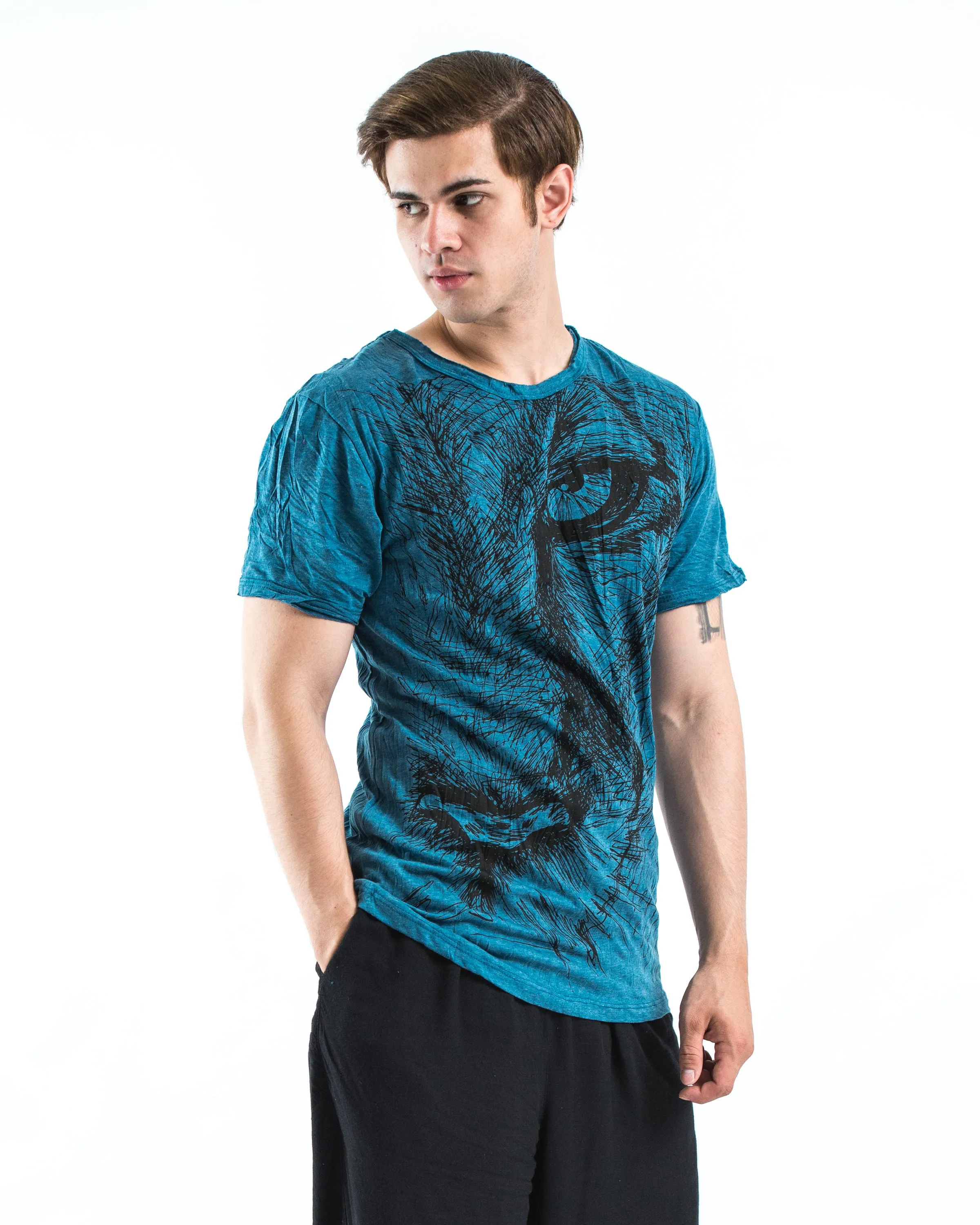 Mens Lions Eye T-Shirt in Denim Blue