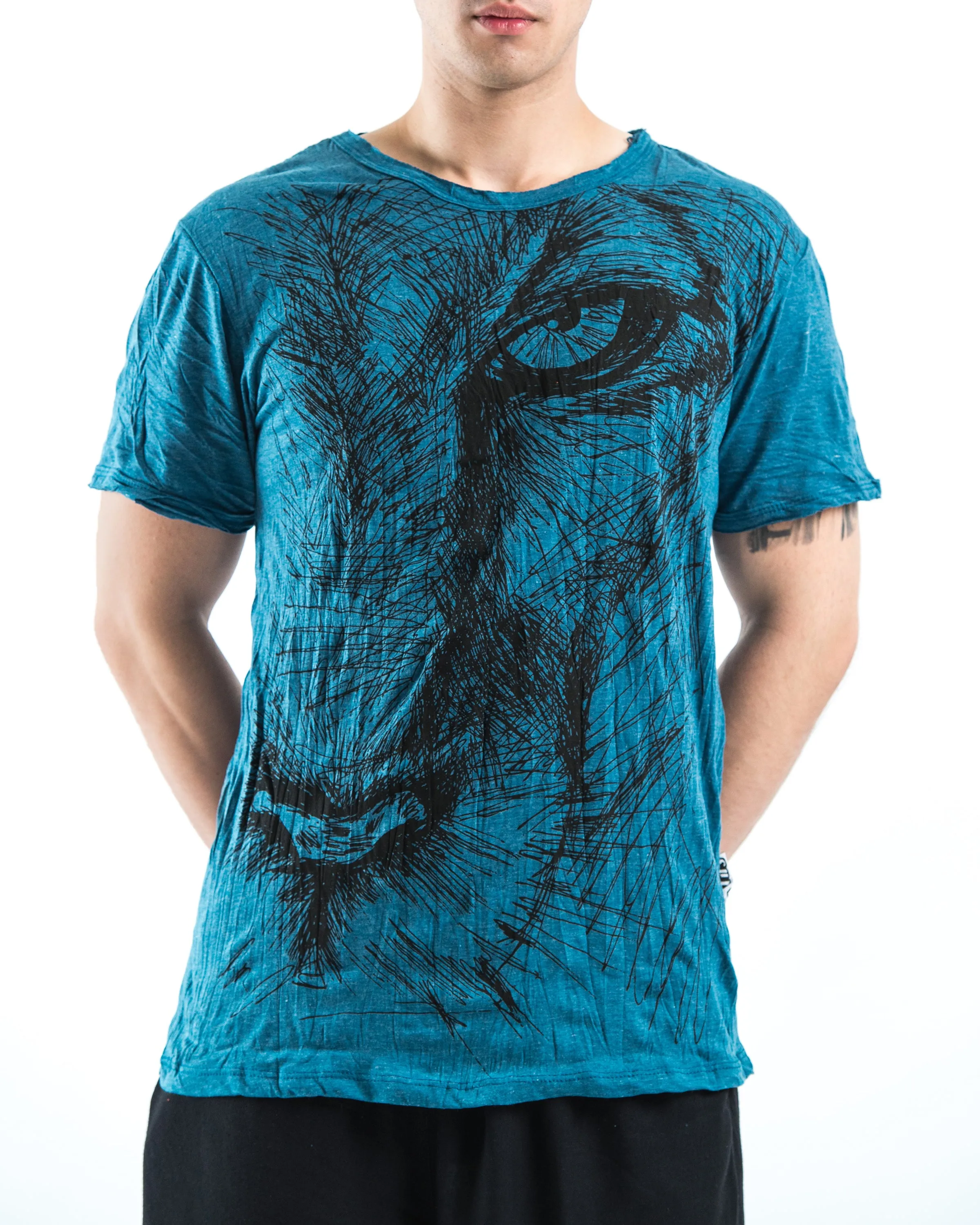 Mens Lions Eye T-Shirt in Denim Blue