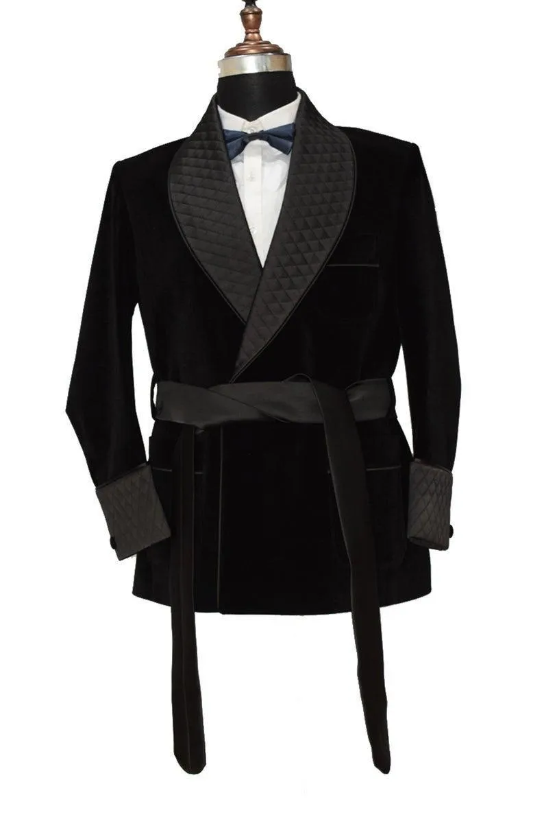 Men's Quilted Black Velvet Jacket Hosting Dinner Party Wear Jacket Blazers