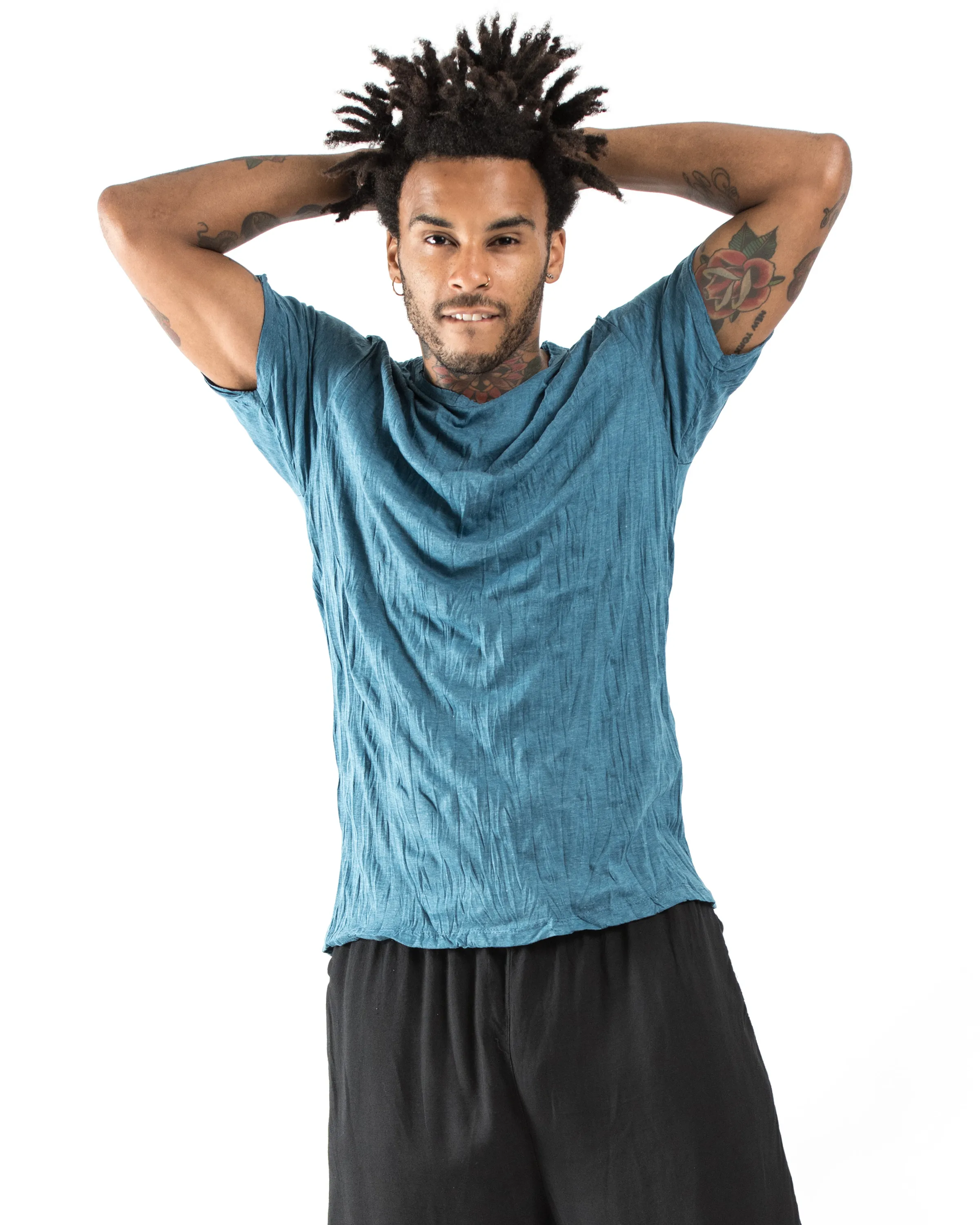 Mens Solid Color T-Shirt in Denim Blue