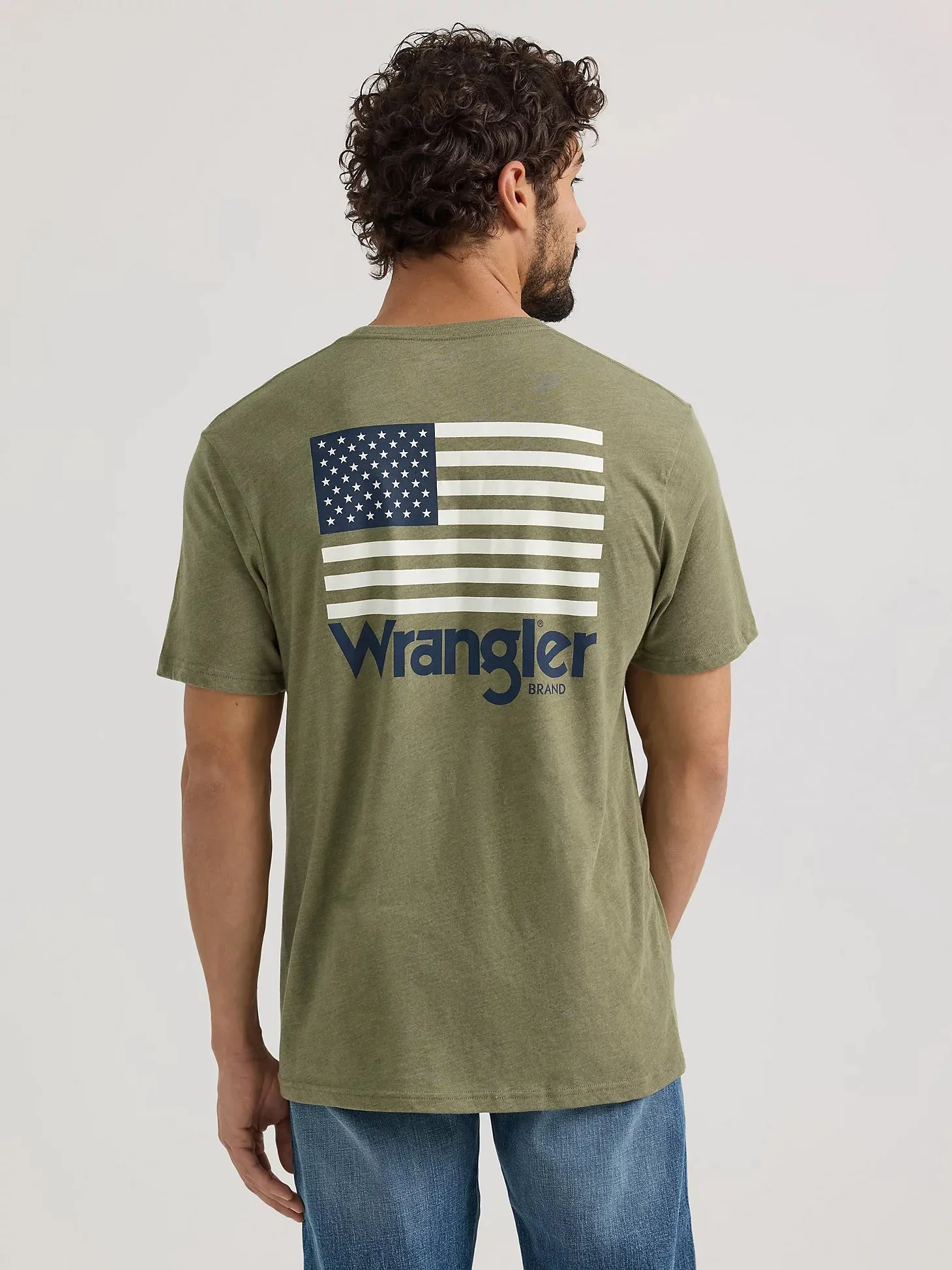 Men's Wrangler Olive Flag Logo Graphic Tee