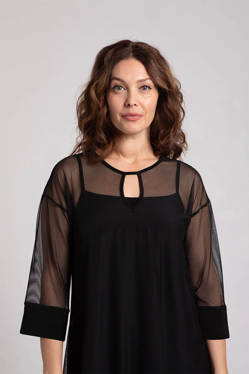 Mesh Keyhole Tunic | Black