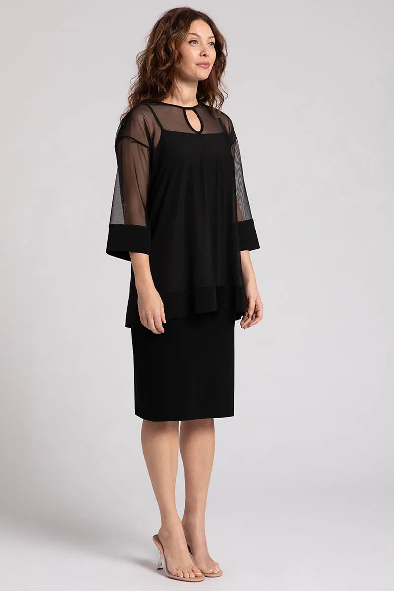 Mesh Keyhole Tunic | Black