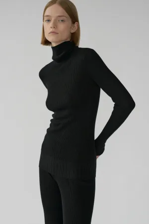 MEYER TURTLENECK - BLACK - WOOL/SILK