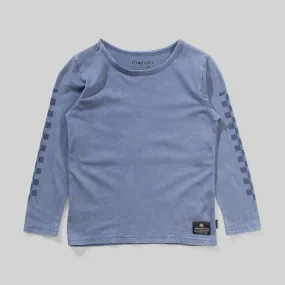 Munster Kids Sleeve Check LS Tee Mineral Denim