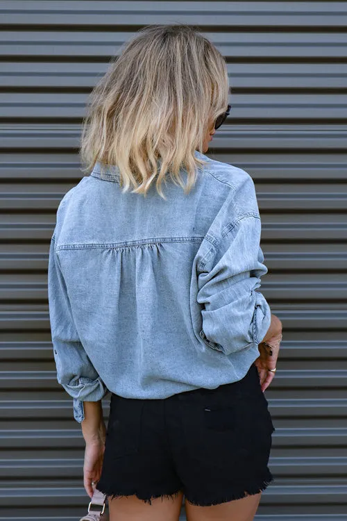 My Everyday Best Denim Cropped Long Sleeve Top - 4 Colors