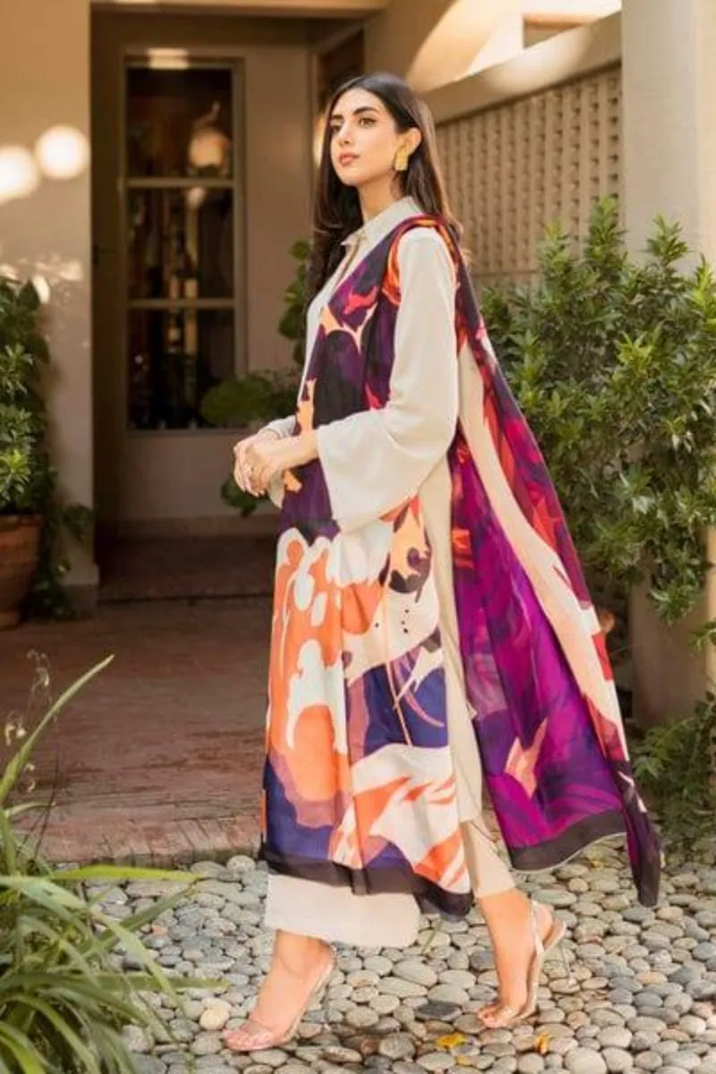 Natasha Kamal - Georgette Chiffon Coord Set with Printed Silk Dupatta - 3 Pieces