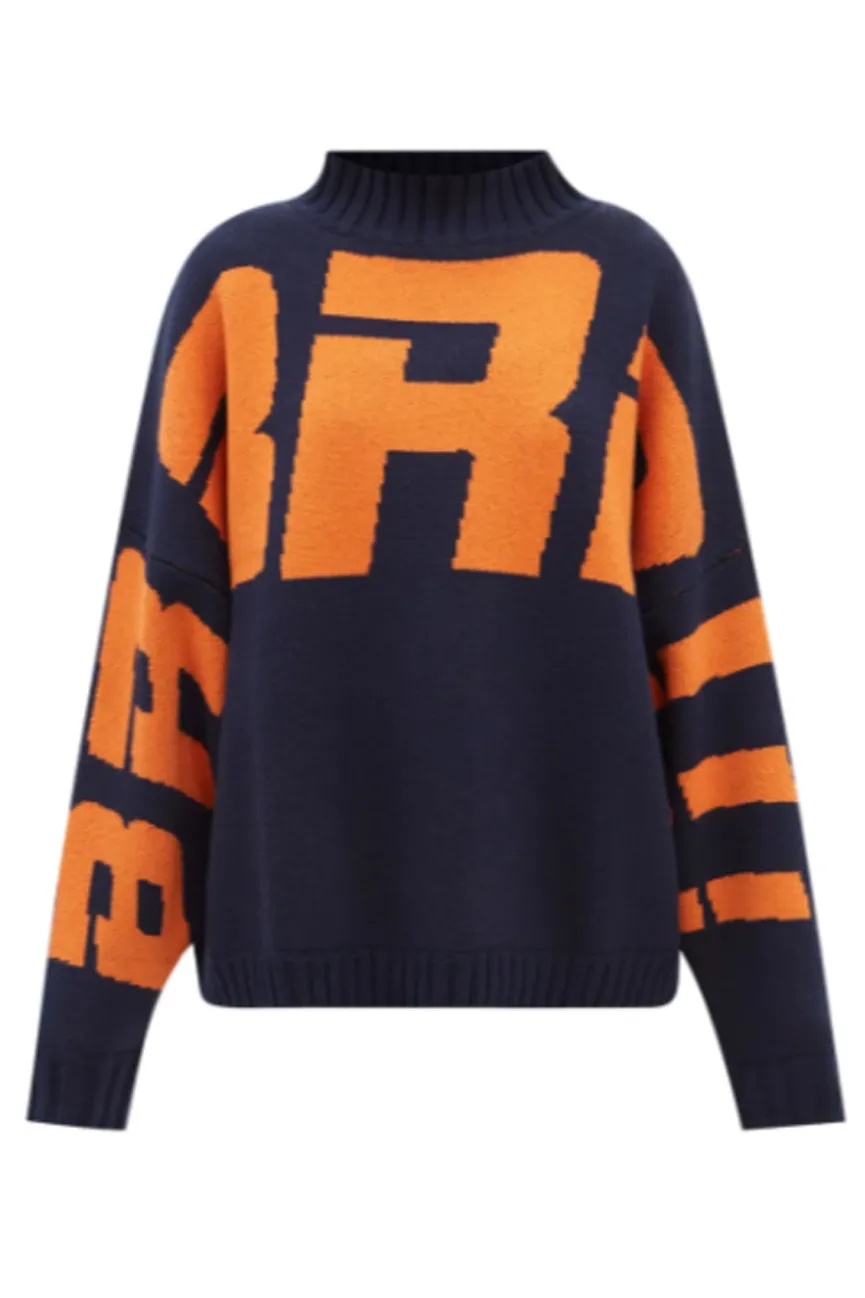 Navy/Orange Unisex BRRR!!! Mock Neck