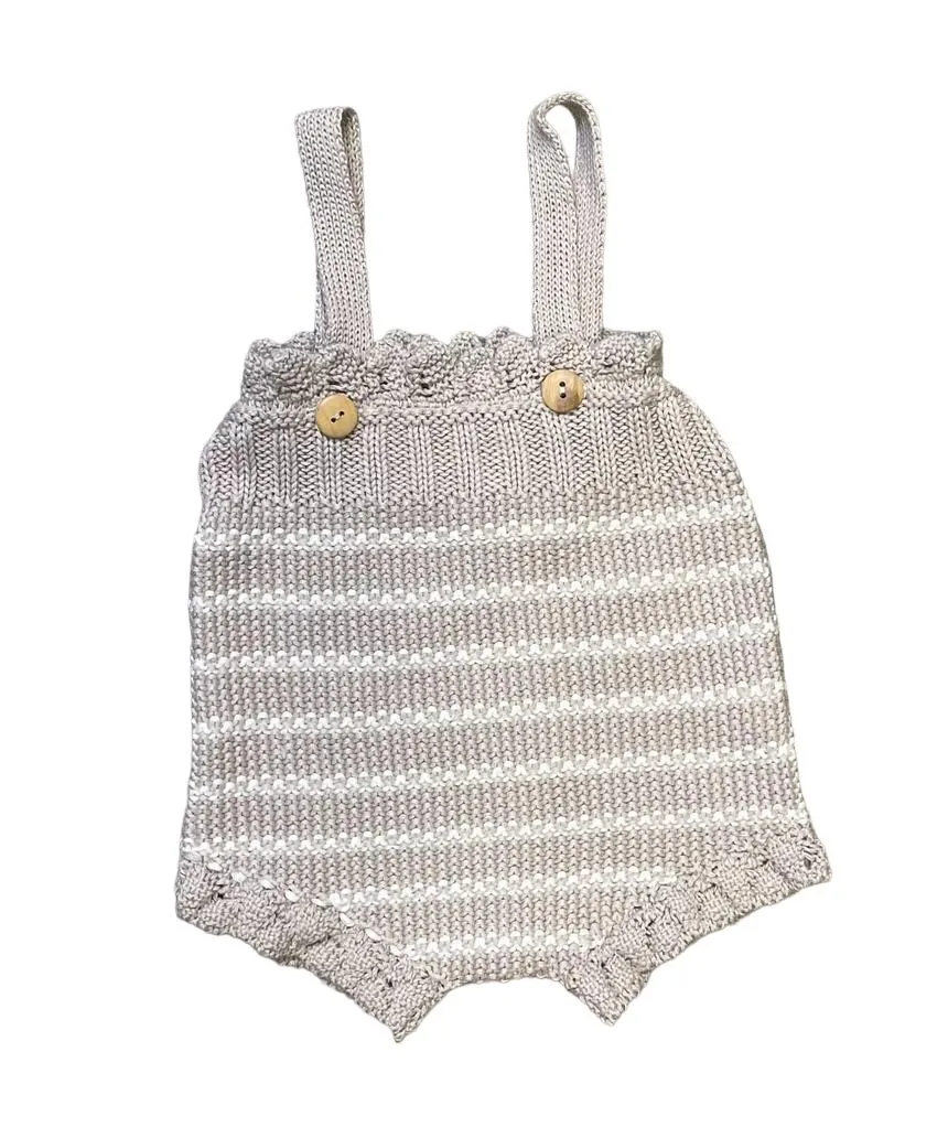 NC Ivory/Taupe Striped Knit Romper