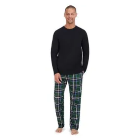 New - Hanes Originals Men's 2pc Comfort Fleece Sleep Pajama Set - Black/Green L