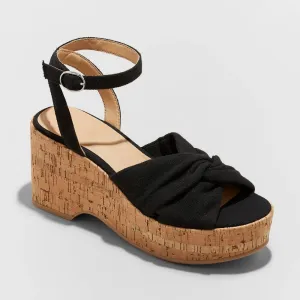 New - Women's Mellie Wedge Heels - Universal Thread Black 6