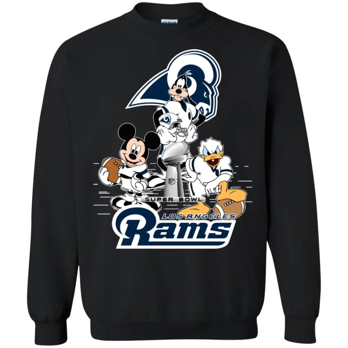 Nfl – Los Angeles Rams Donald Duck Goofy Mickey Mouse Super Bowl 2019 Football Crewneck Pullover Sweatshirt