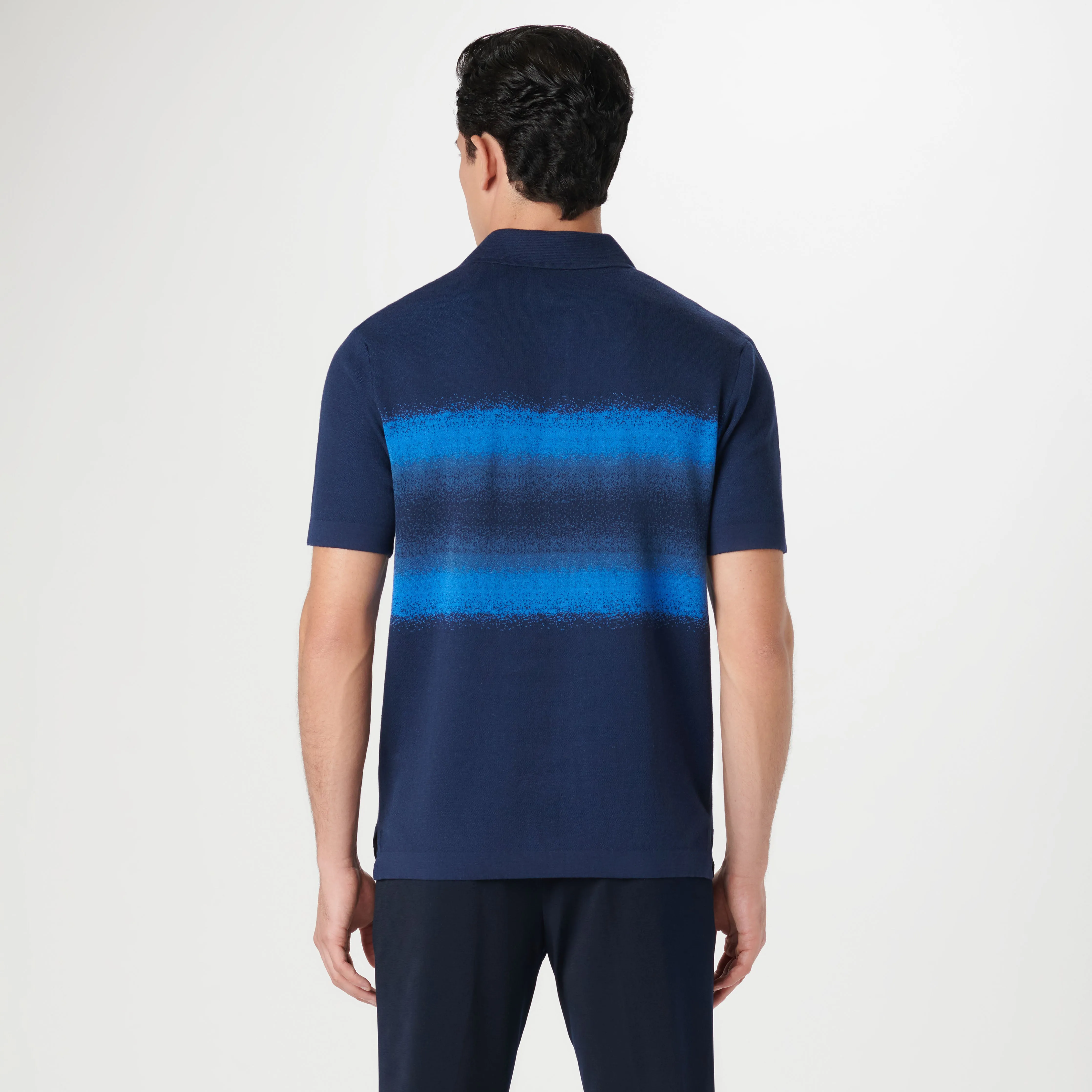 Ombre Stripe Short Sleeve Polo Sweater