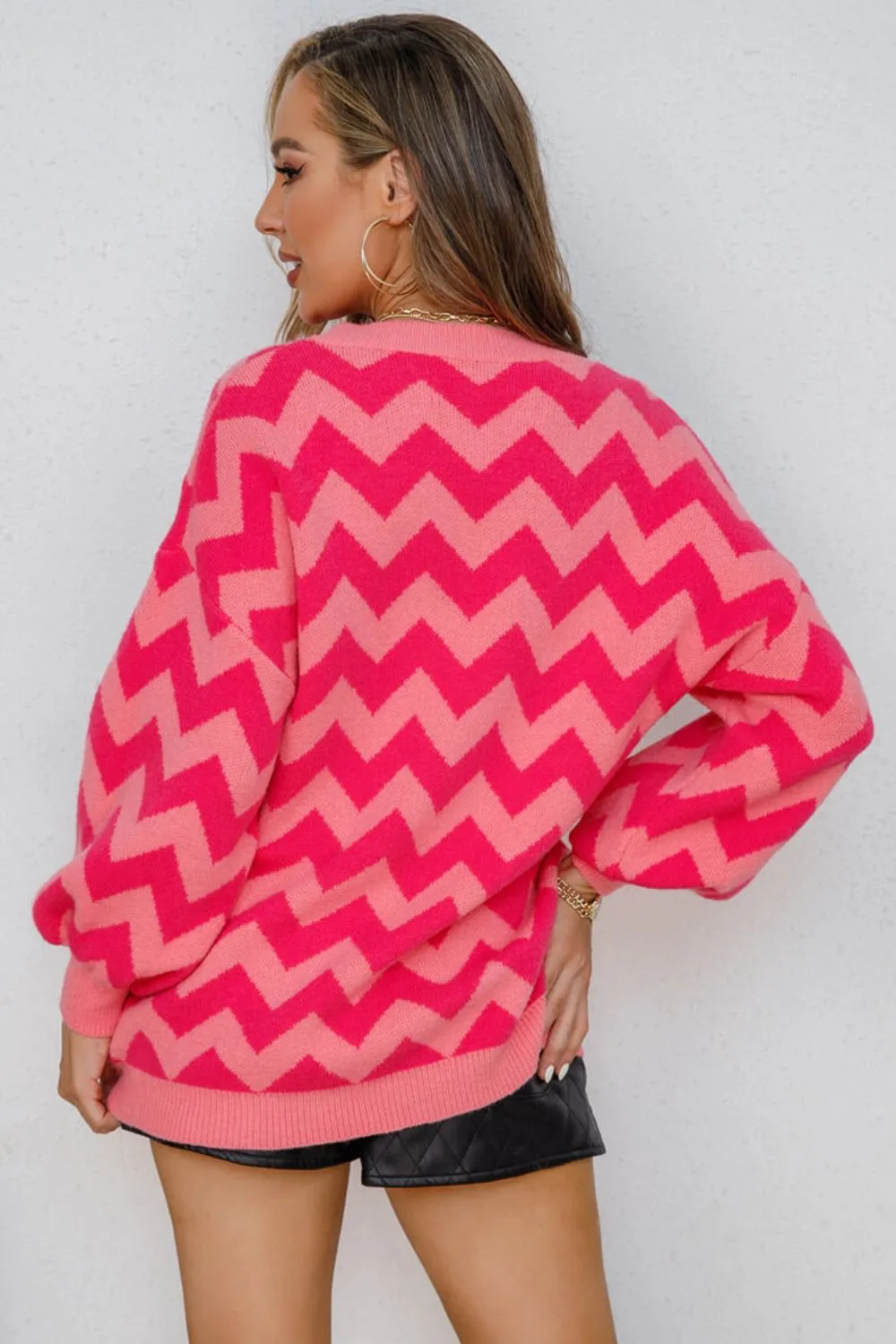 Only A Fool For You Chevron Lantern Sleeve Tunic Sweater