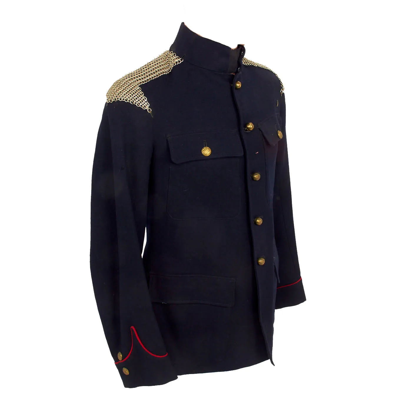 Original British WWII Era Royal Army Ordnance Corps No. I Dress Blue Jacket Featuring Chainmail epaulets