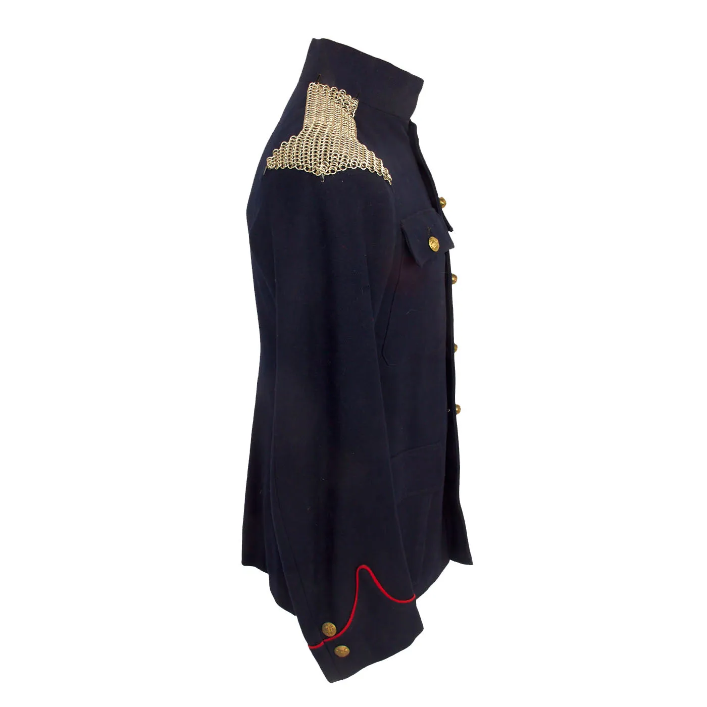 Original British WWII Era Royal Army Ordnance Corps No. I Dress Blue Jacket Featuring Chainmail epaulets