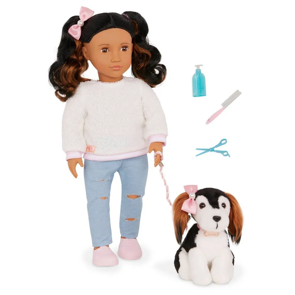 Our Generation Nastassia & Angel 18" Doll & Pet Puppy Set