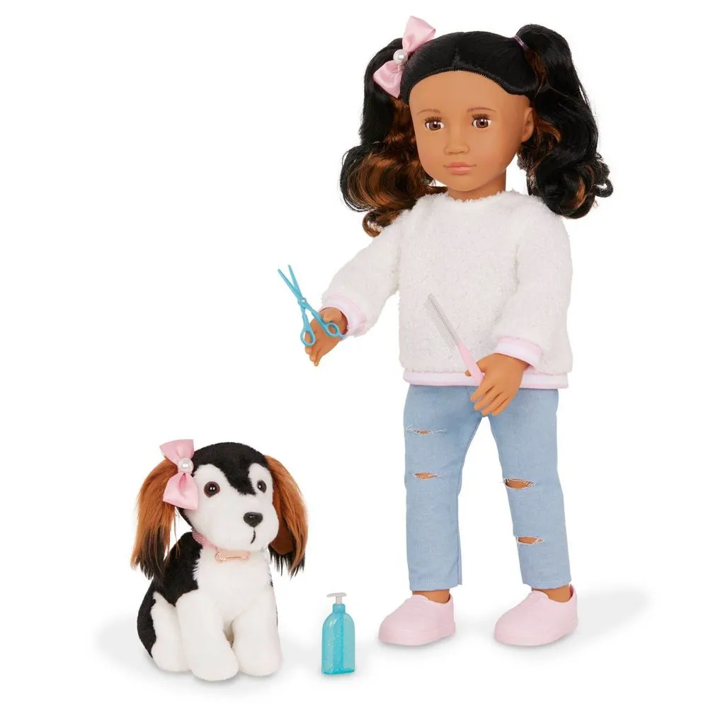 Our Generation Nastassia & Angel 18" Doll & Pet Puppy Set