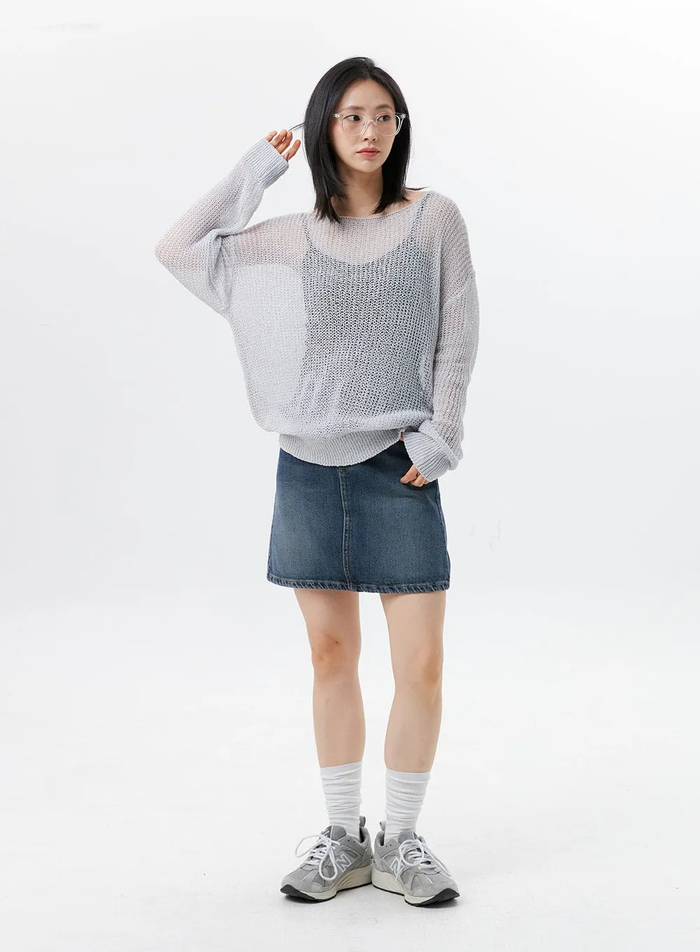 Oversized Mesh Sweater OL328