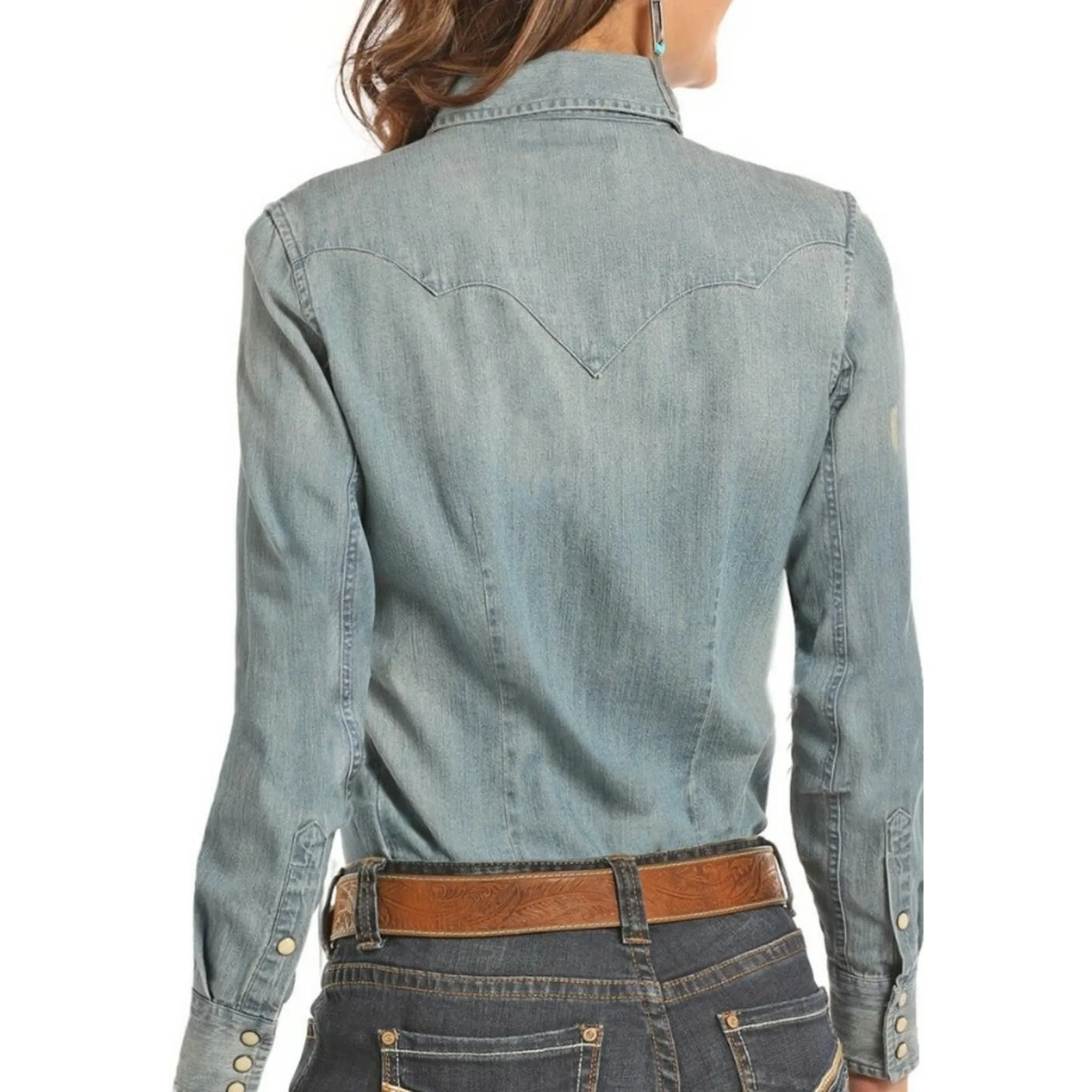 PANHANDLE WOMEN'S LIGHT DENIM TOP - B4S3170