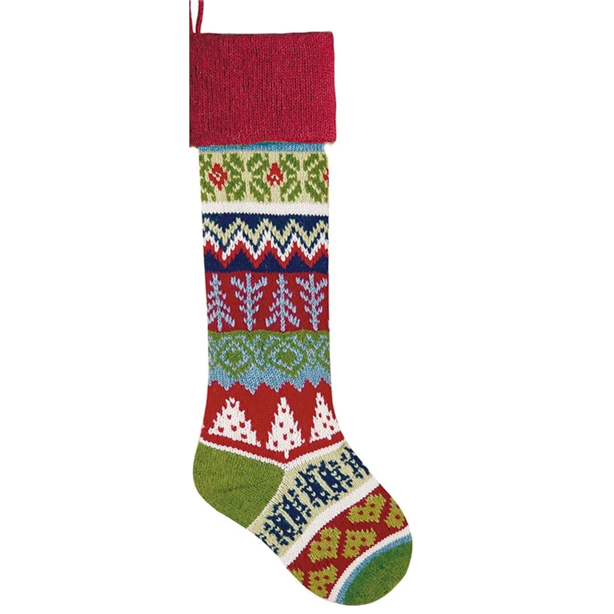 Personalized Knitted Christmas Stockings Red Green White