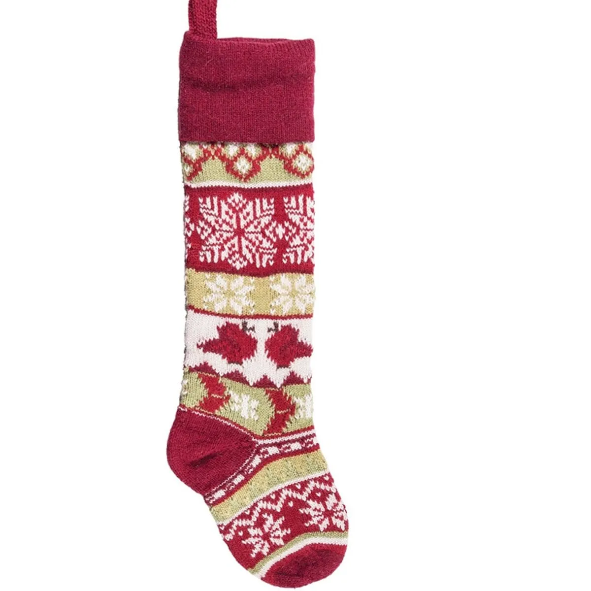 Personalized Knitted Christmas Stockings Red Green White