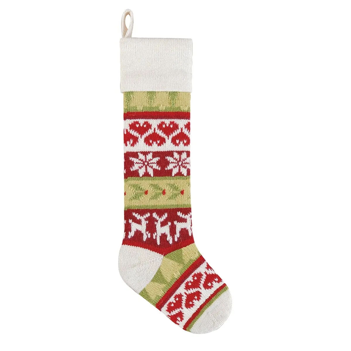 Personalized Knitted Christmas Stockings Red Green White