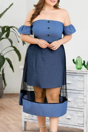 Plus Size Strapless Denim Overlay Dress