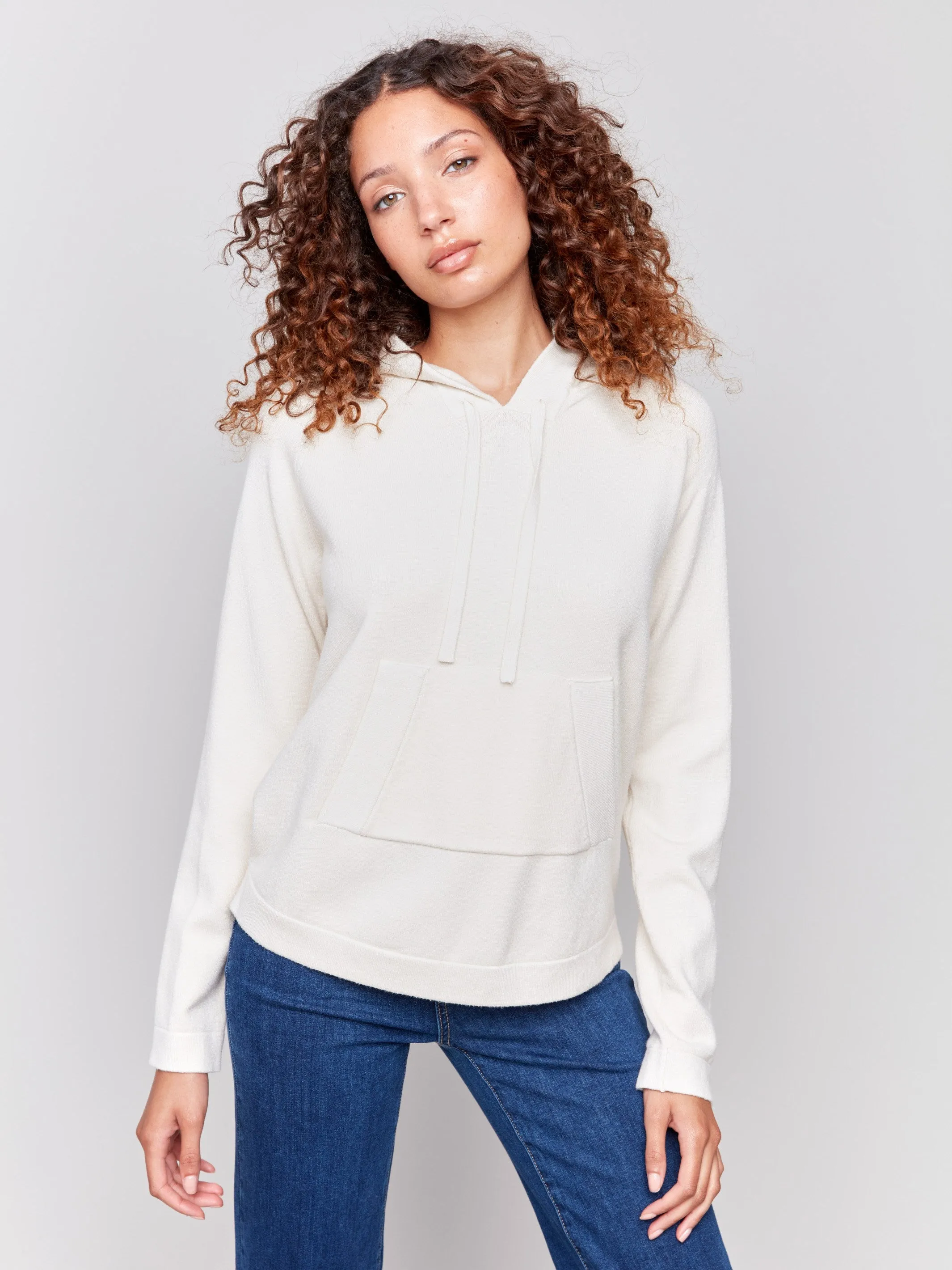 Plush Knit Hoodie Sweater - Natural